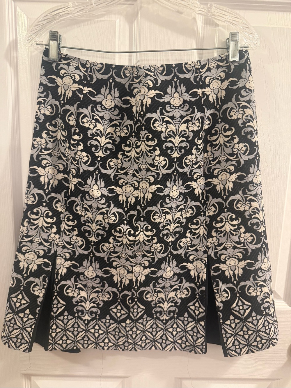 Black and Grey Damask Patterned Skirt